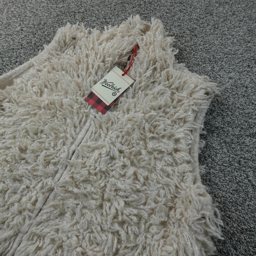 NEW Woolrich Sweater Vest Womens L White Sherpa Fleece Full Zip Mock Neck Casual - Picture 1 of 11